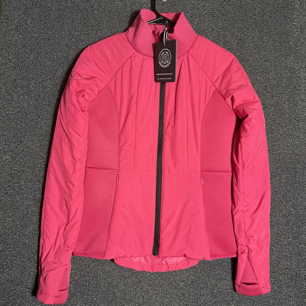 Bernardo Puffer Jacket Womens XS Hot Pink Polyester Long Sleeve Woven Full Zip